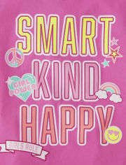 Girls Smart Kind Happy Graphic Tee