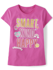 Girls Smart Kind Happy Graphic Tee