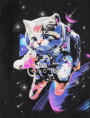 Girls Cat Astronaut Graphic Tee