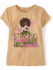 Camiseta con gráfico de palabras positivas para niñas