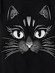 Girls Glow Black Cat Graphic Tee