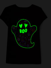 Girls Glow Ghost Boo Graphic Tee