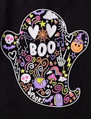 Girls Glow Ghost Boo Graphic Tee