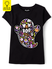 Girls Glow Ghost Boo Graphic Tee