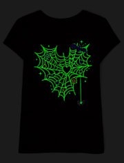 Camisetas estampadas Niña Glow Spiderweb Heart