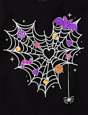 Camisetas estampadas Niña Glow Spiderweb Heart