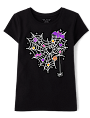 Camisetas estampadas Niña Glow Spiderweb Heart
