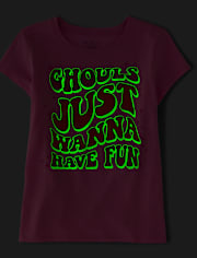 Girls Glow Ghouls Fun Graphic Tee