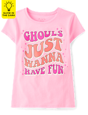 Girls Glow Ghouls Fun Graphic Tee