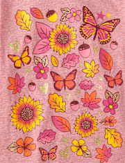 Girls Butterfly Flower Graphic Tee