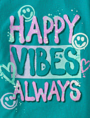 Girls Happy Vibes Always Graphic Tee