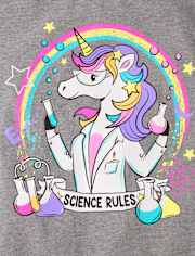 Girls Unicorn Scientist Graphic Tee