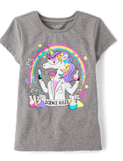 Girls Unicorn Scientist Graphic Tee