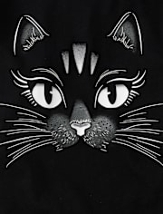 Girls Glow Black Cat Graphic Tee