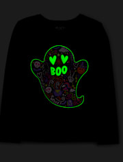 Girls Glow Ghost Boo Graphic Tee