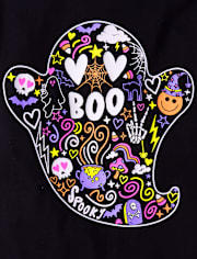 Girls Glow Ghost Boo Graphic Tee