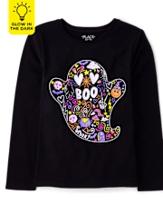 Girls Glow Ghost Boo Graphic Tee