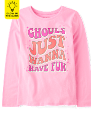 Girls Glow Ghouls Fun Graphic Tee