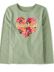 Camiseta con estampado de corazón agradecido para niñas