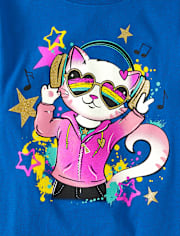 Niña Gato Música Camisetas estampadas
