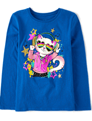 Niña Gato Música Camisetas estampadas