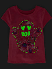 Baby And Toddler Girls Glow Ghost Boo Graphic Tee