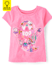 Baby And Toddler Girls Glow Ghost Boo Graphic Tee