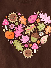 Camiseta con estampado de corazón de otoño para bebés y niñas pequeñas