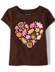 Camiseta con estampado de corazón de otoño para bebés y niñas pequeñas