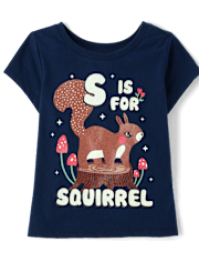 Baby And Toddler Girls Squirrel Graphic Tee