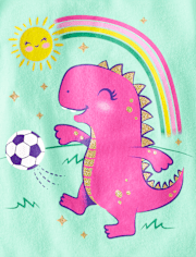 Baby And Toddler Girls Dino Soccer Graphic Tee