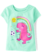 Baby And Toddler Girls Dino Soccer Graphic Tee