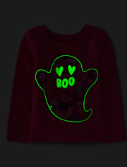 Baby And Toddler Girls Glow Ghost Boo Graphic Tee