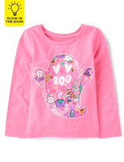 Baby And Toddler Girls Glow Ghost Boo Graphic Tee