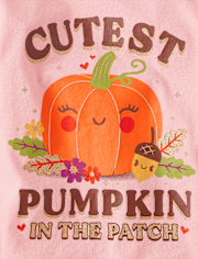 Baby And Toddler Girls Cutest Pumpkin Graphic Tee