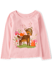 Baby And Toddler Girls Deer Graphic Tee