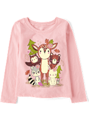 Baby And Toddler Girls Animal Graphic Tee