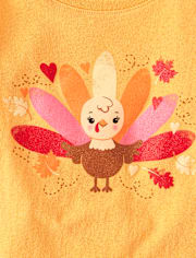 Camiseta con estampado de pavo para bebés y niñas pequeñas