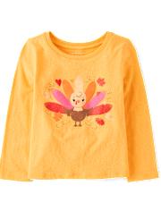 Camiseta con estampado de pavo para bebés y niñas pequeñas