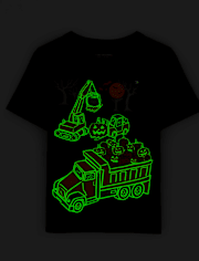 Baby And Toddler Boys Glow Halloween Construction Graphic Tee