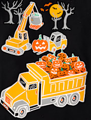 Baby And Toddler Boys Glow Halloween Construction Graphic Tee