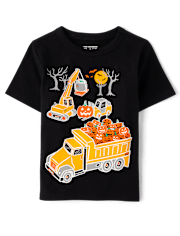 Baby And Toddler Boys Glow Halloween Construction Graphic Tee