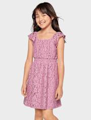 Girls Lace Smocked Dress