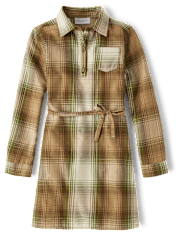 Girls Matching Family Plaid Flannel Shirt Dress