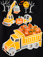 Baby And Toddler Boys Glow Halloween Construction Graphic Tee