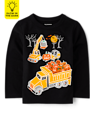 Baby And Toddler Boys Glow Halloween Construction Graphic Tee