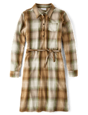 Womens Matching Family Plaid Flannel Shirt Dress