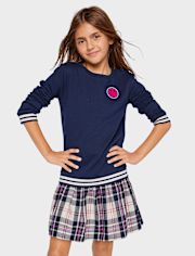 Girls Happy Face Sweatshirt Dress