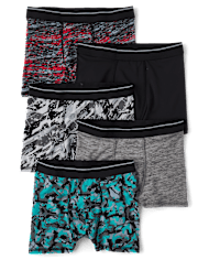 Boys Print Performance Boxer Briefs 5-Pack