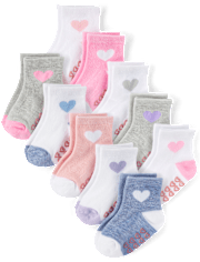 Baby And Toddler Girls Heart Midi Socks 10-Pack